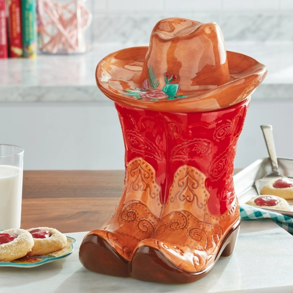 🎁 New Pioneer Woman Boots and Hat Cookie Jar - Picture 7 of 7